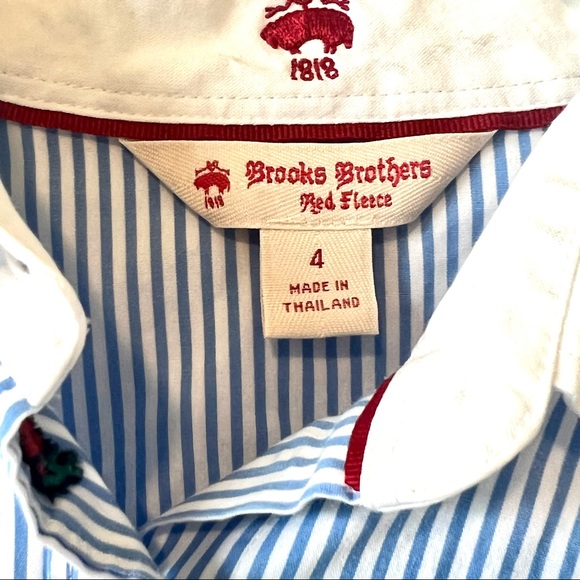 BROOKS BROTHERS Red Fleece Rose Embroidered Striped Button Down Shirt—SZ. 4 - Picture 13 of 14